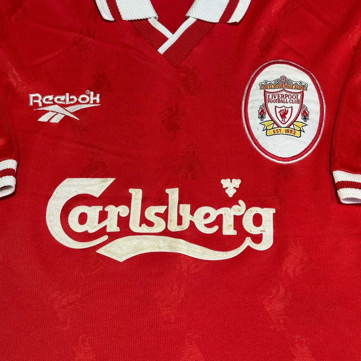 LIVERPOOL FC Football Shirt 1996-1998 Reebok Home Kit Carlsberg 38-40 Medium