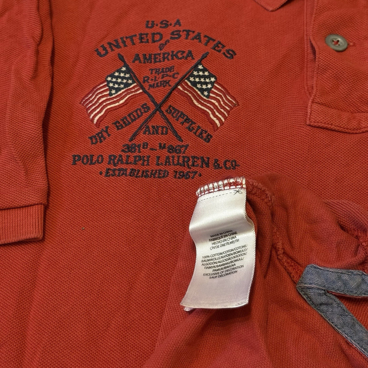 POLO RALPH LAUREN Mens Eagle Embroidered Polo Shirt Size Medium