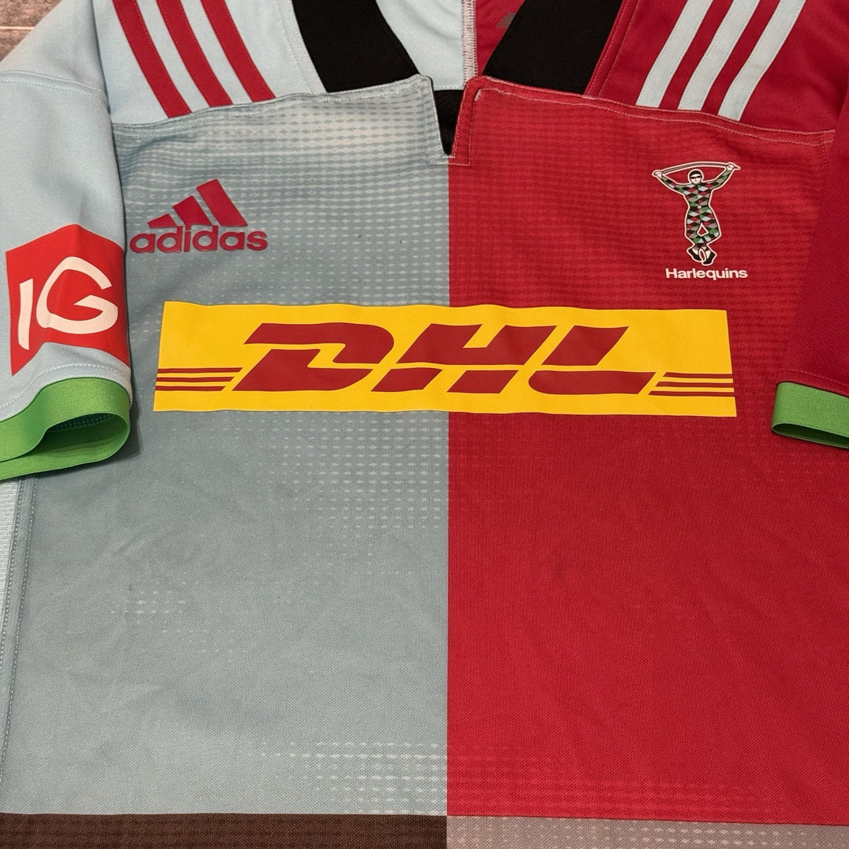 HARLEQUINS ADIDAS HOME RUGBY LEAGUE SHIRT 2017 2018 SIZE XL USED