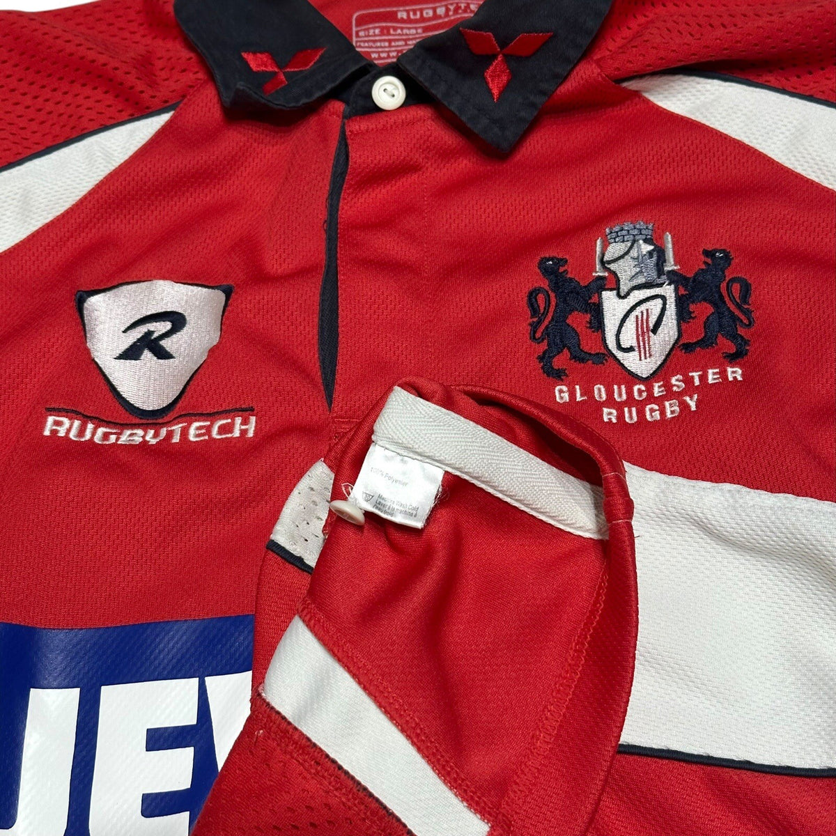 Gloucester Rugby Home Shirt 2000s Rugbytech Jersey Top L Large