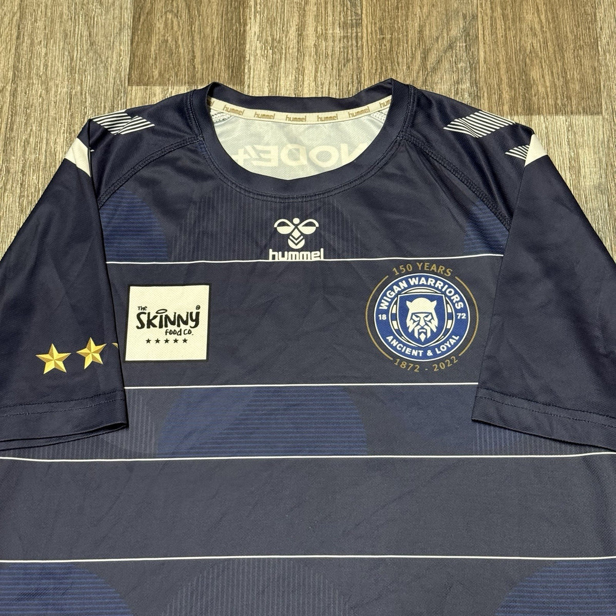 Wigan Warriors Rugby Jersey Shirt Hummel Blue Away Kit 150 Years Size Small/M