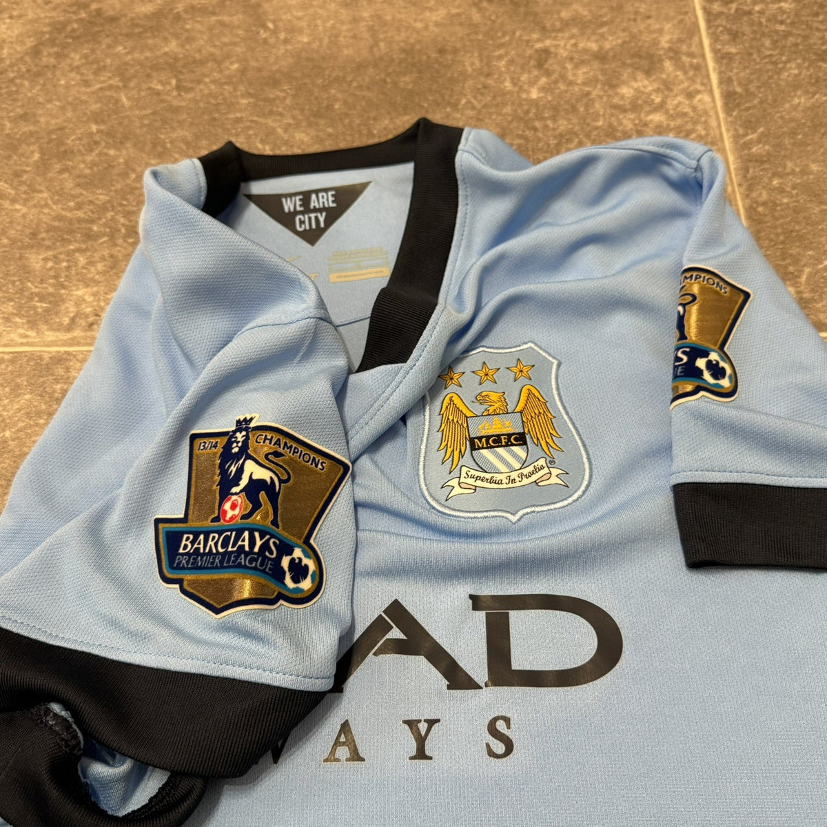 Manchester City Shirt Large Woman’s Blue Home Kit 2014 2015 Nike Soccer Jersey