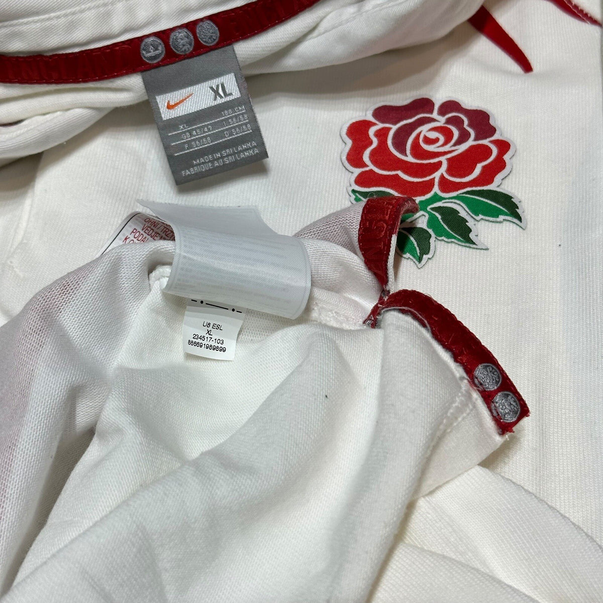 England Rugby Shirt Mens XL 2007/08 White Home Nike Long Sleeve Union Top