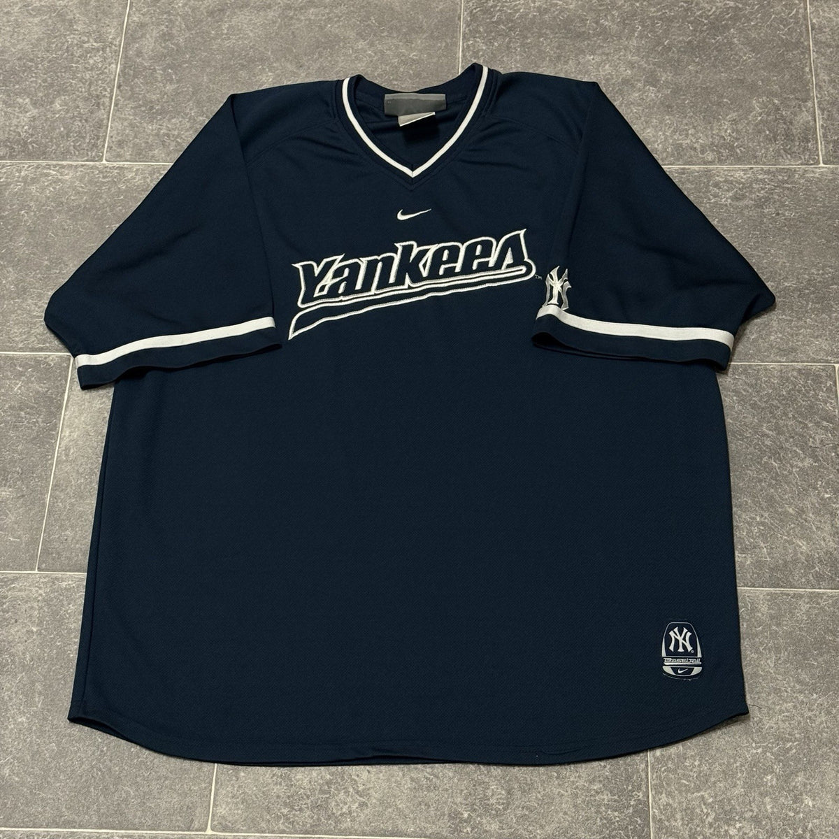 Vintage 90s Nike Team MLB New York Yankees Center Swoosh Baseball Jersey XL Mens
