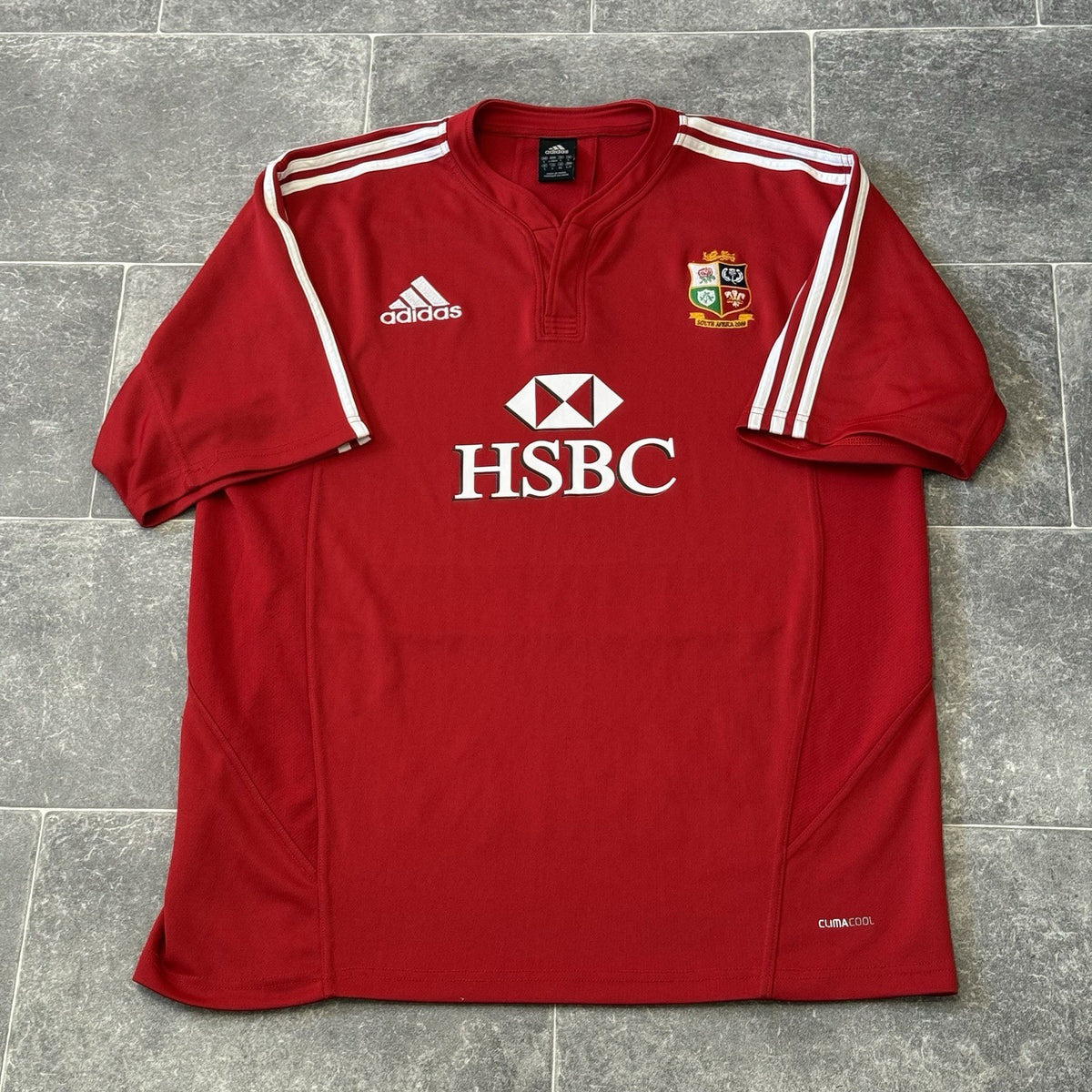 Adidas British Lions Rugby Shirt Large Red 2009 South Africa Retro Jersey