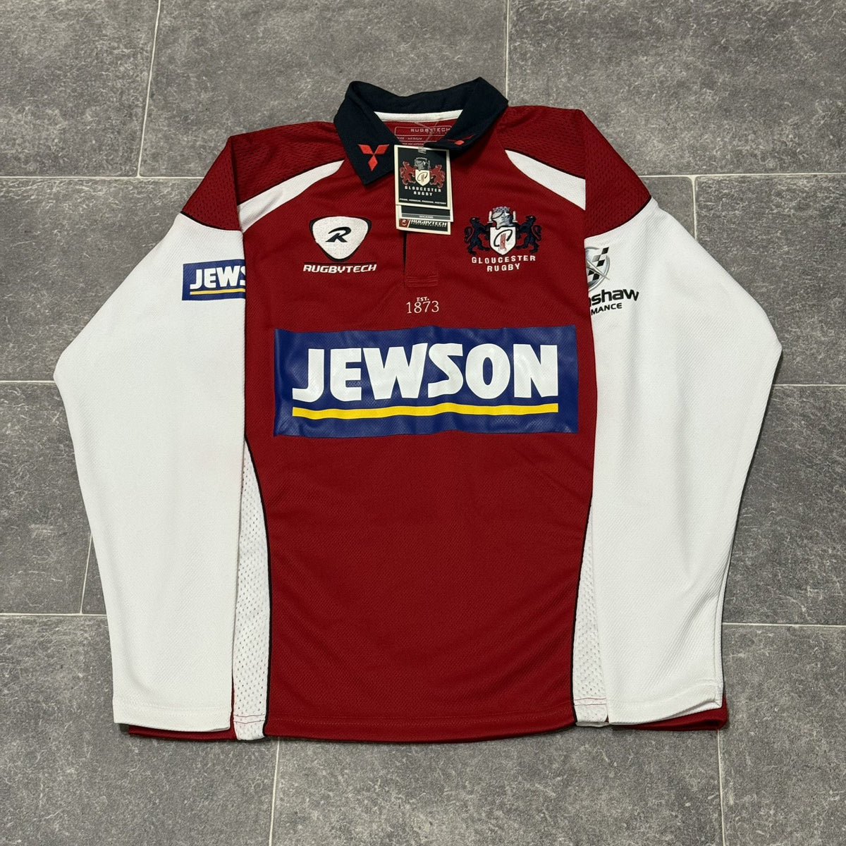 Gloucester Rugby Home Shirt 2007/2009 NEW Rugbytech Medium Long Sleeve Jersey
