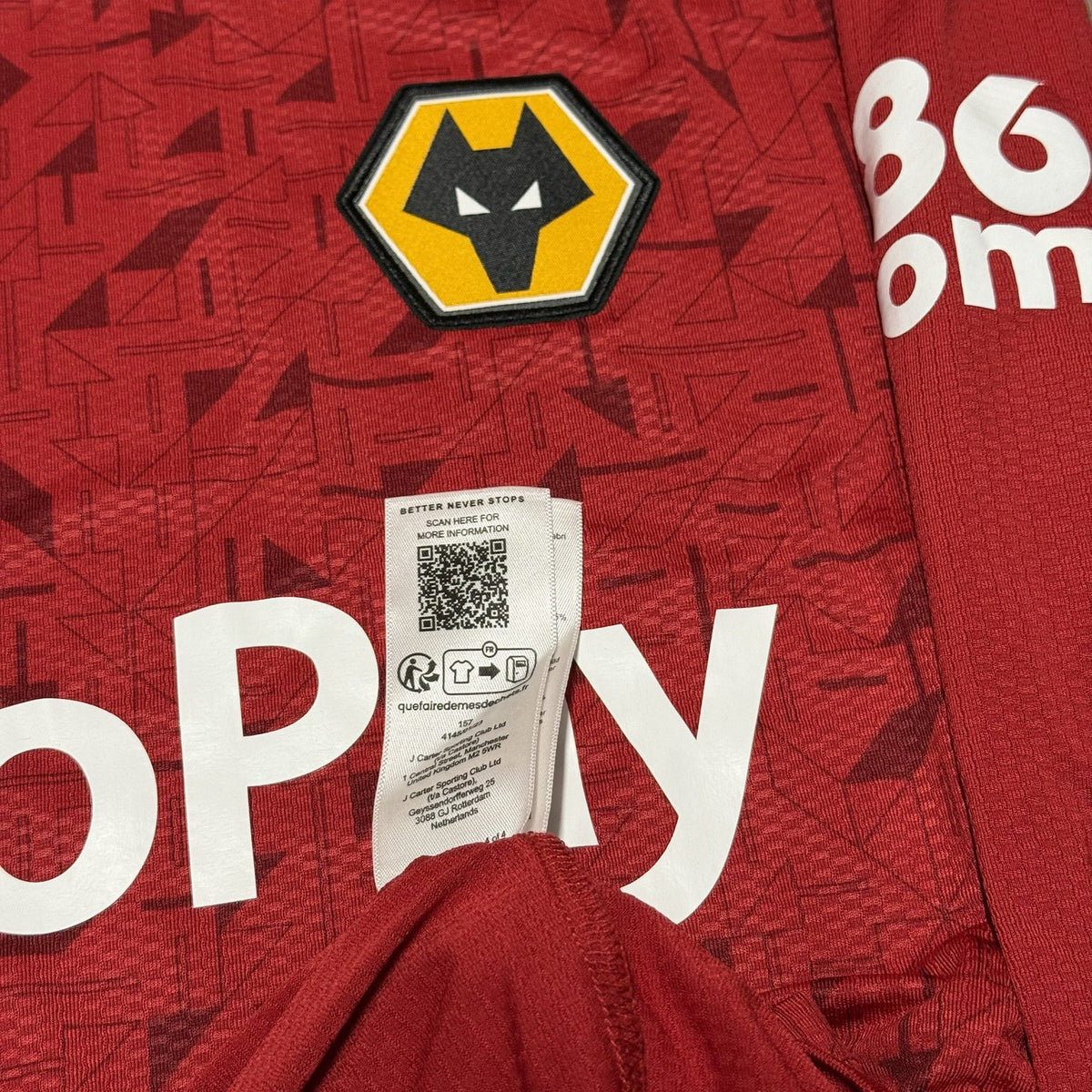 Wolves Away Shirt 2023-2024 Long Sleeve Football Jersey Size Small