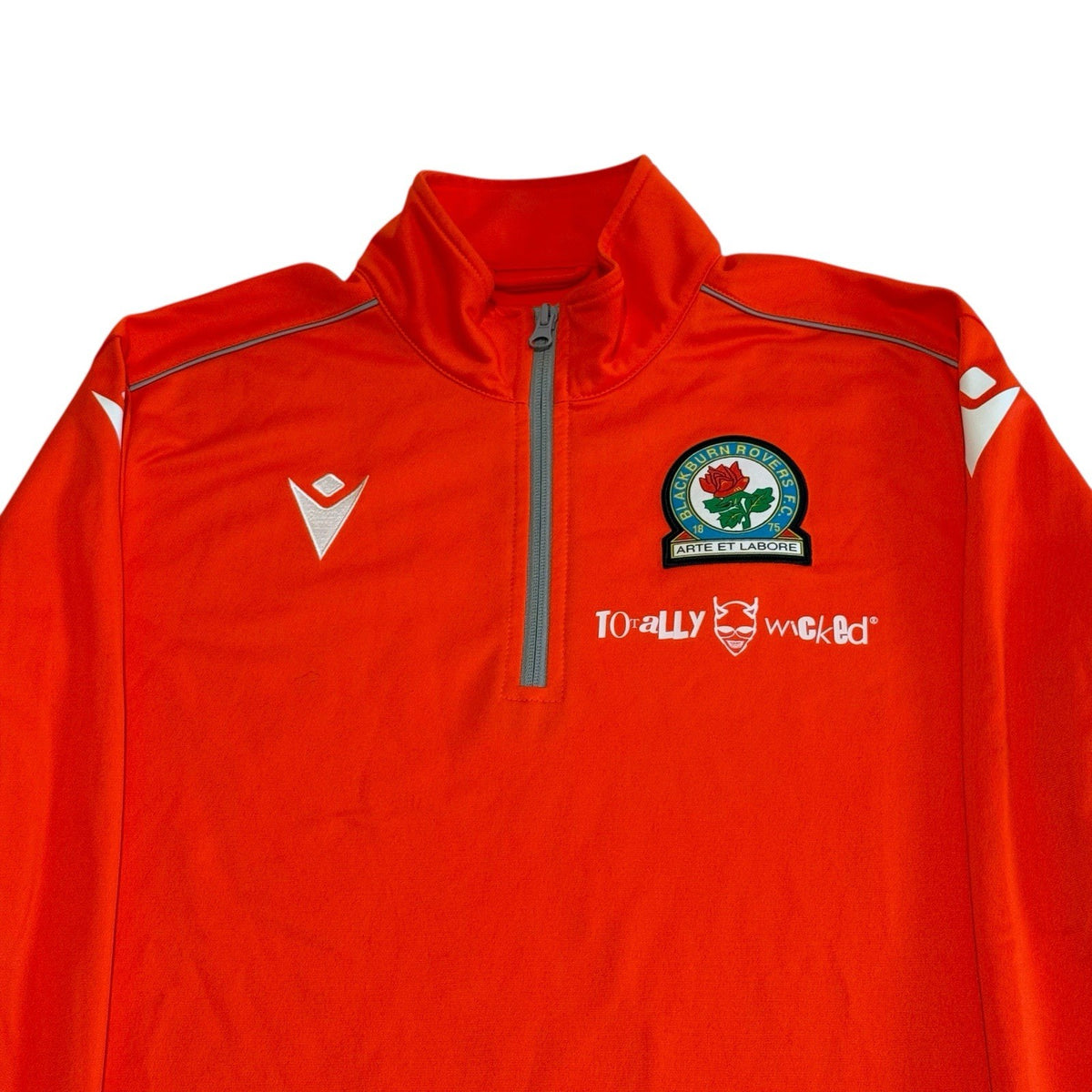Blackburn Rovers 1/4 Zip Jacket Macron Training Top Jersey Medium Orange