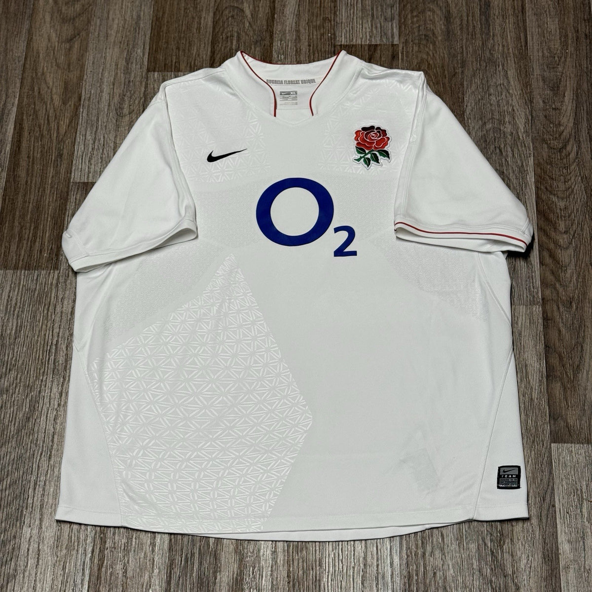 Original England Rugby Union Shirt Mens XL Nike 2009/10 Home O2 White Vintage