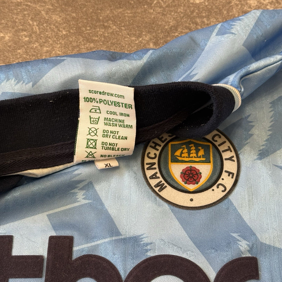 Manchester City 1992 Retro Football Shirt XL Men's Score Draw