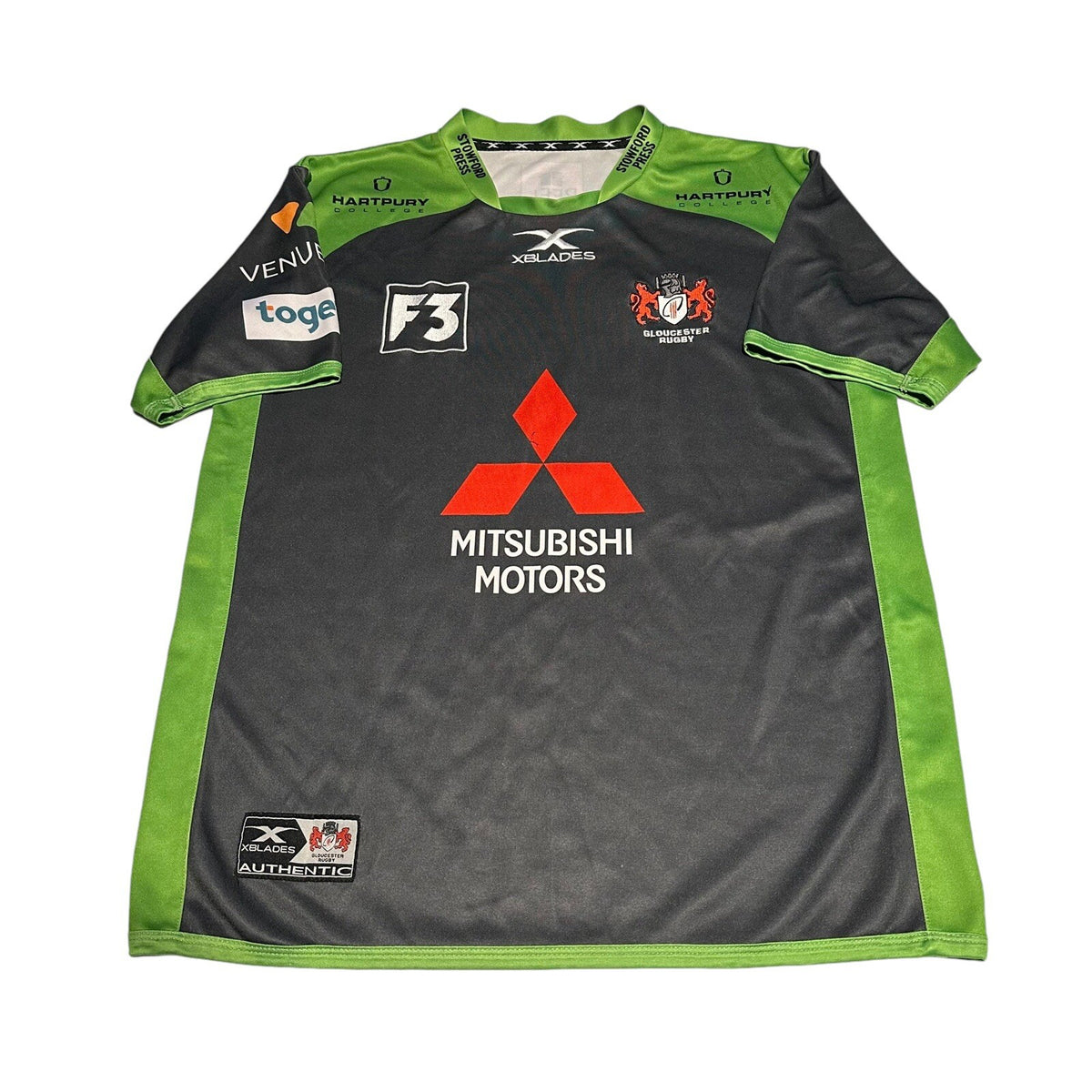 Gloucester Rugby Away Shirt 2017/2018 XBlades XL Grey Green Jersey Top