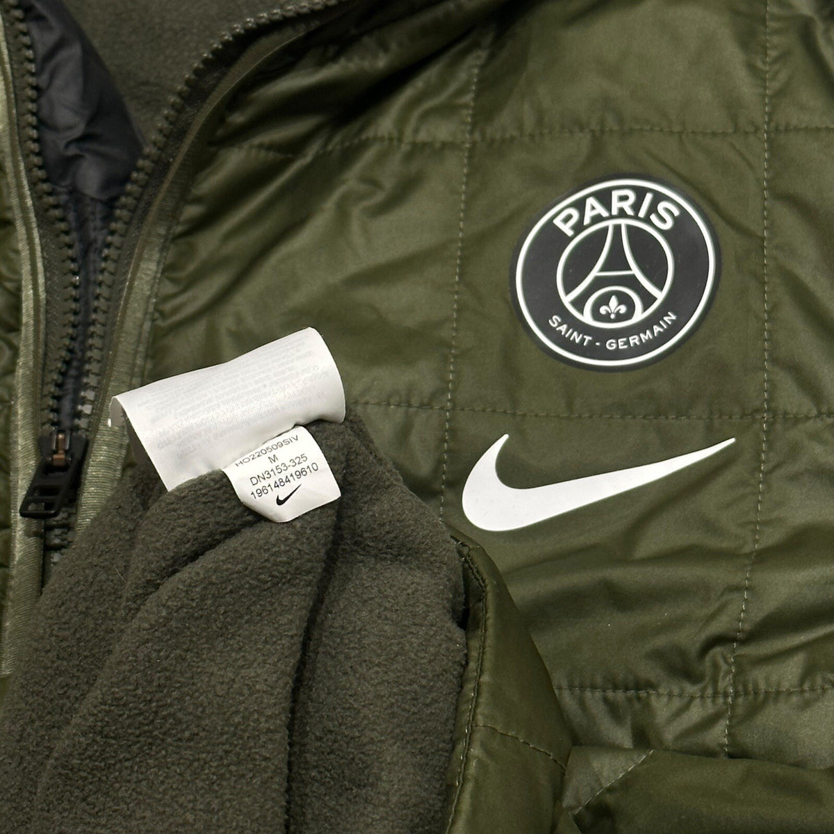 Nike X PSG Jacket Football Hoodie Coat Green/Olive Medium