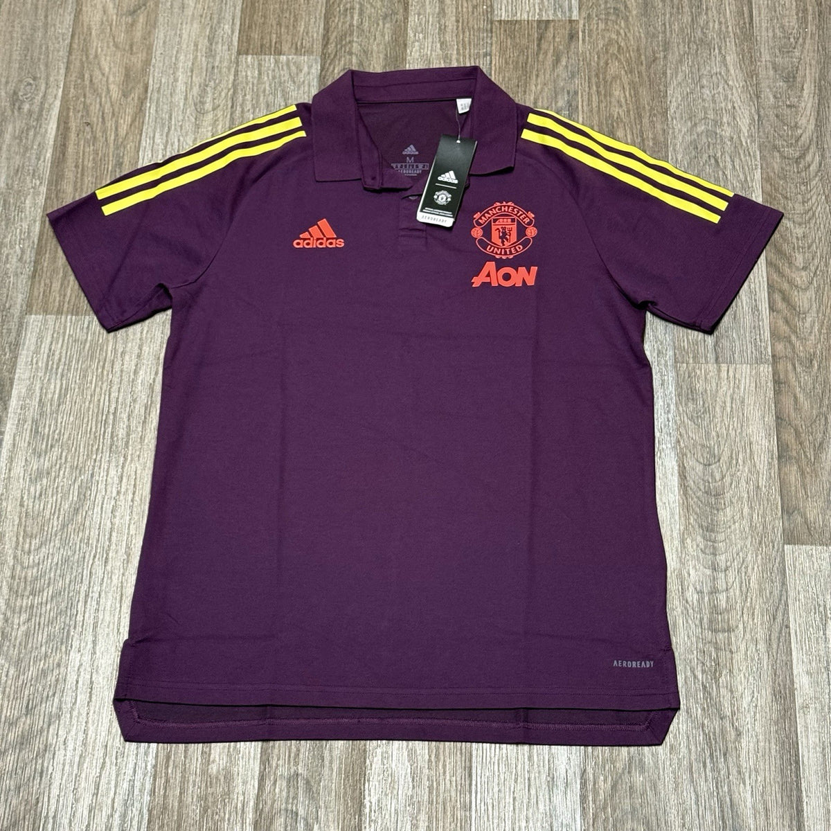 MANCHESTER UNITED Polo Shirt Purple ADIDAS 2020-2021 Red Devils BNWT SIZE MEDIUM