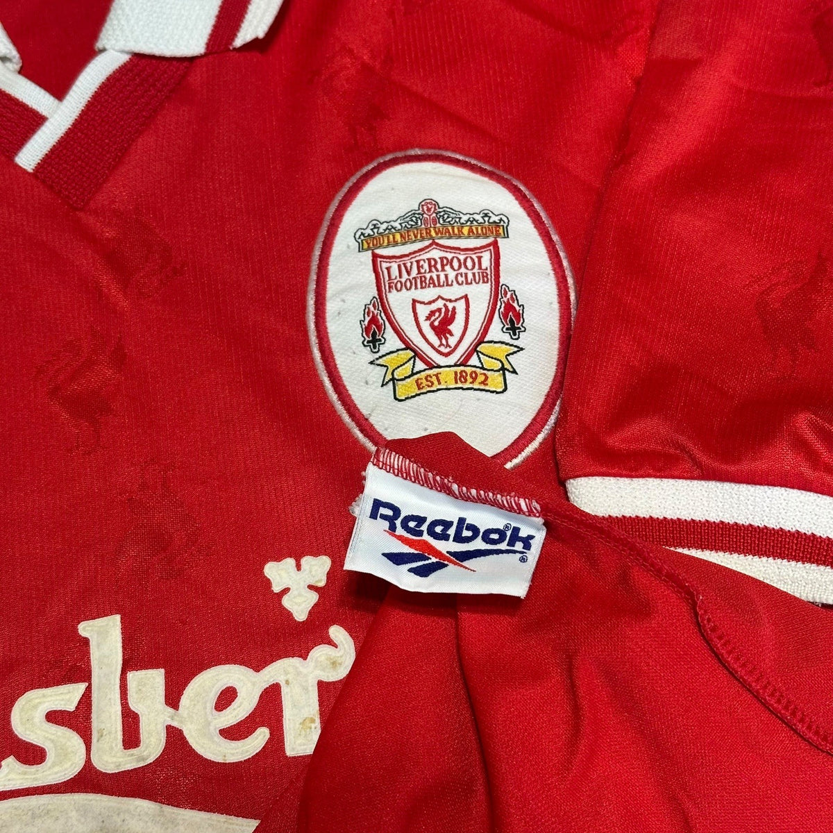 LIVERPOOL FC Football Shirt 1996-1998 Reebok Home Kit Carlsberg 38-40 Medium