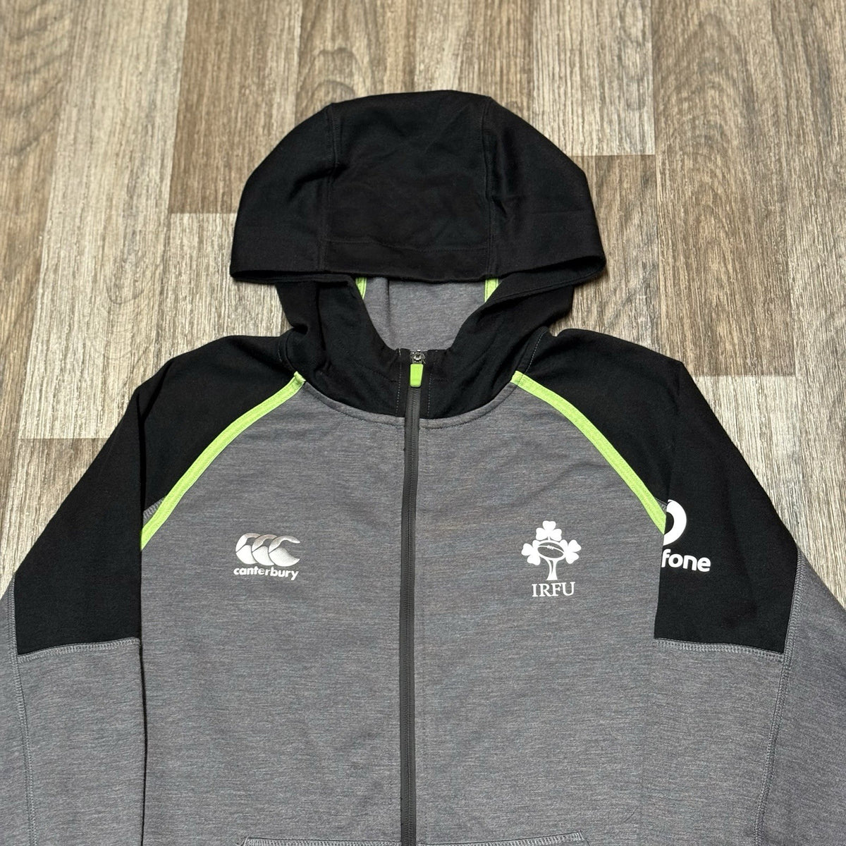 Canterbury IRFU Ireland Rugby Hoodie Sweater Zip Up Grey Vodafone Men's Small