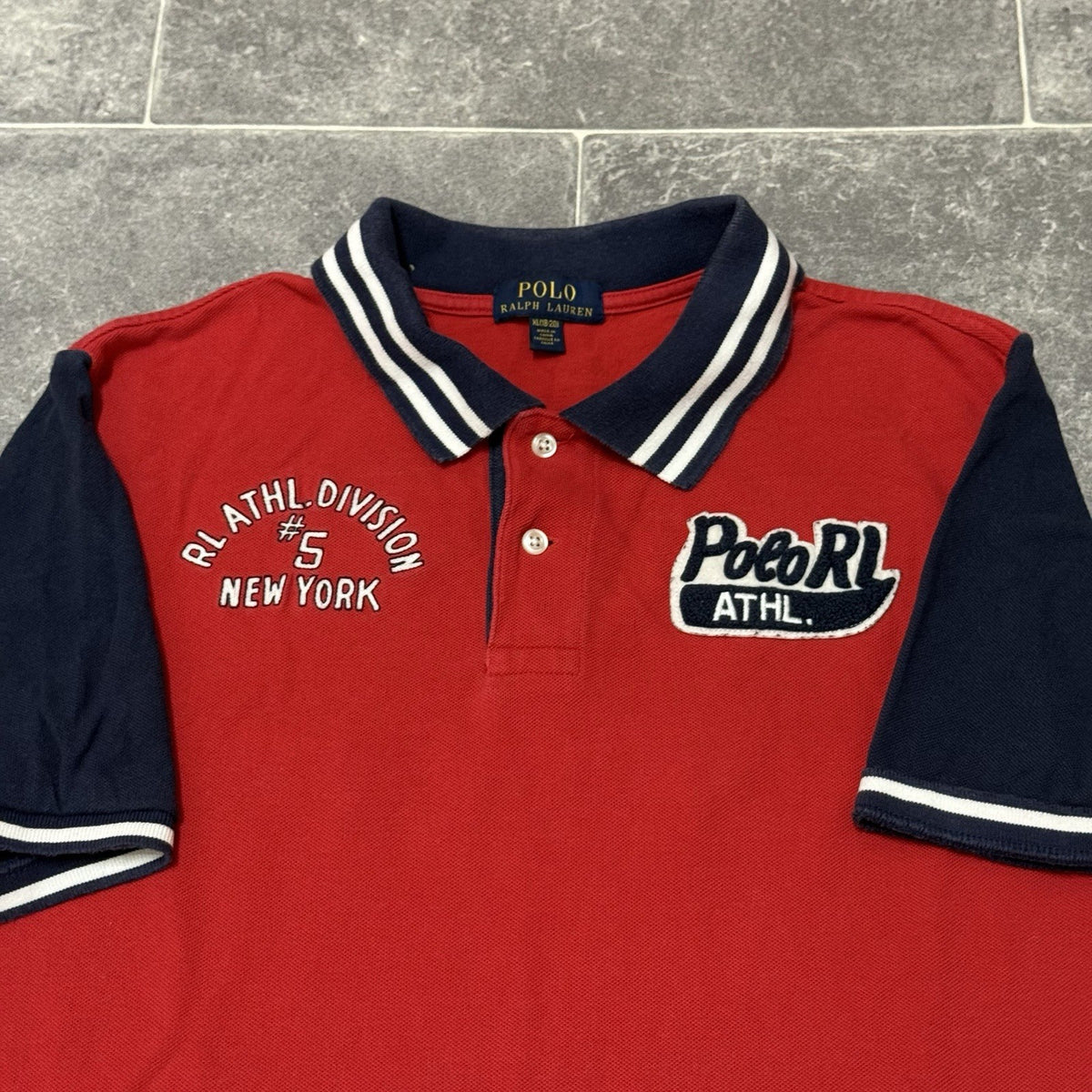 Ralph Lauren Polo Shirt XL 18-20 (Adult S/M) Spellout logo Rugby