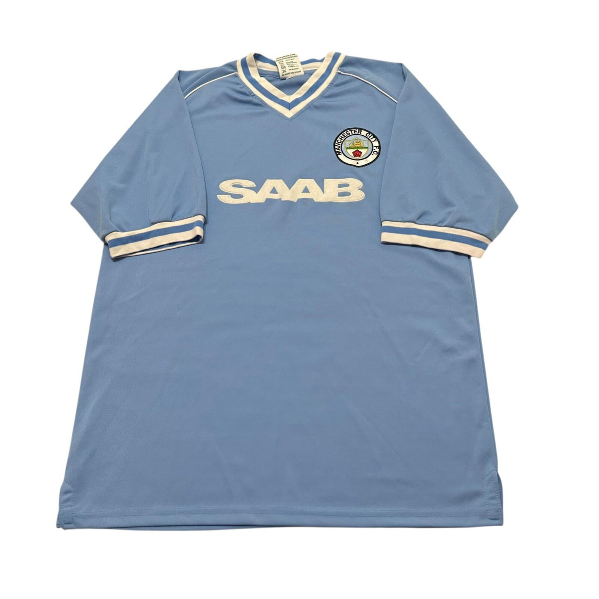 Manchester City 1982 Retro Home Football Shirt Score Draw Saab Adult Medium