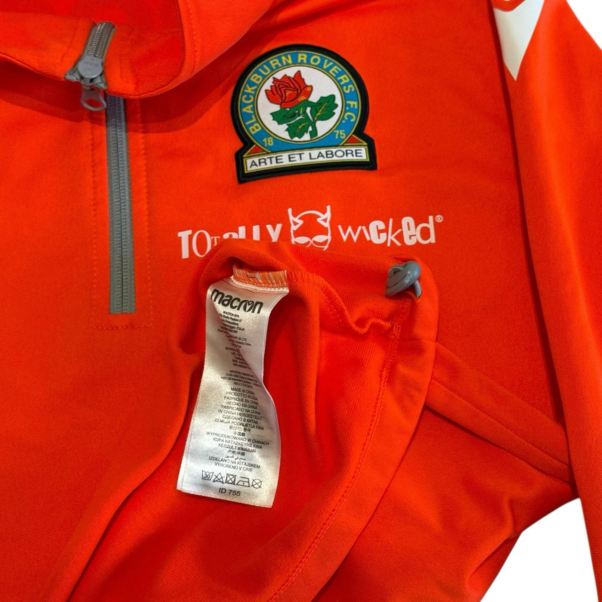 Blackburn Rovers 1/4 Zip Jacket Macron Training Top Jersey Medium Orange