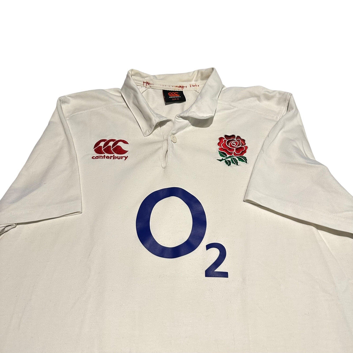 England Rugby Shirt Mens M White Home Kit Canterbury O2 Rose Logo Festival Top