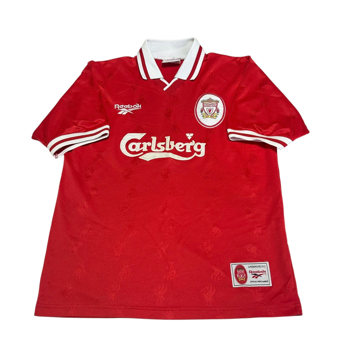 LIVERPOOL FC Football Shirt 1996-1998 Reebok Home Kit Carlsberg 38-40 Medium