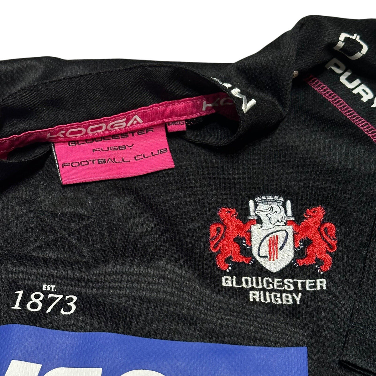 Gloucester Rugby Shirt 2011/2012 Kooga Large European Jersey Top Black Pink