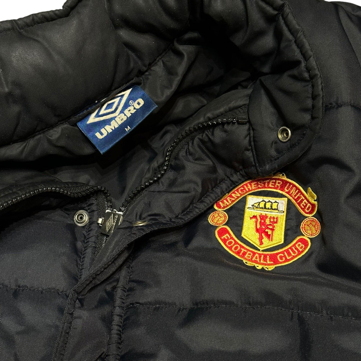 MANCHESTER UNITED 1990'S TRAINING FOOTBALL JACKET PUFFER VINTAGE UMBRO SIZE M