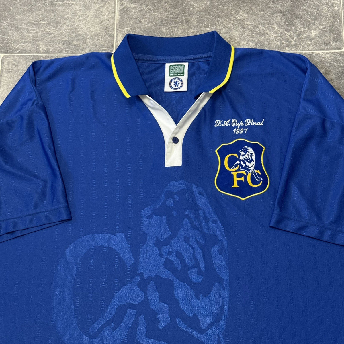 Score Draw Chelsea 1997 FA Cup Final Retro Football Shirt XXL 2XL Mens