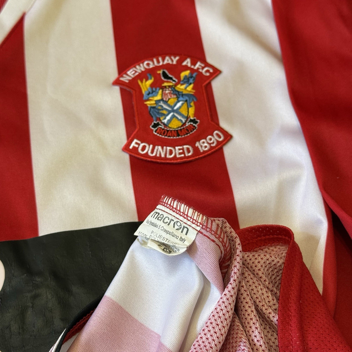 Newquay Home Football Shirt Match Worn Long sleeve Jersey Number 6 Macron