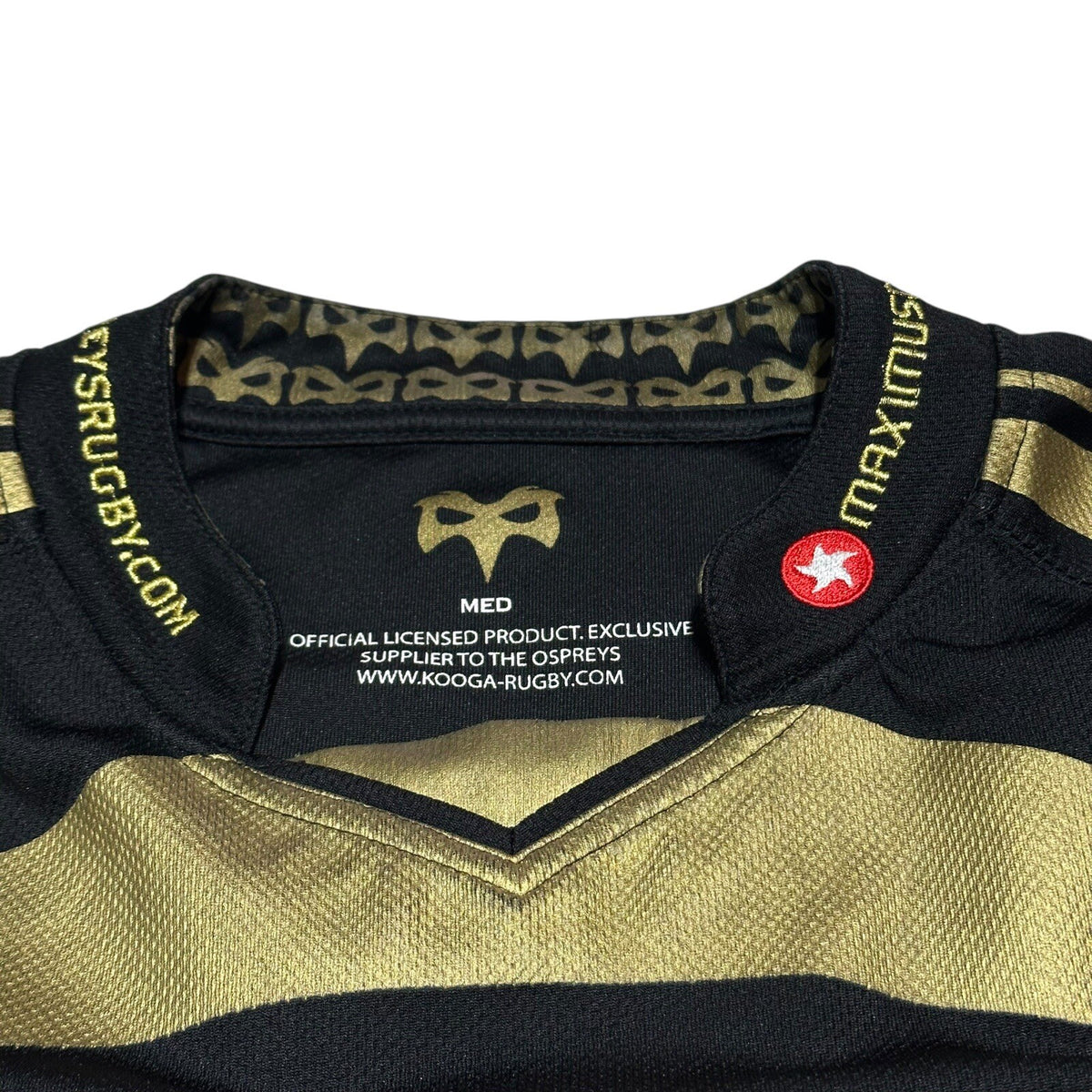 Ospreys Rugby Home Shirt 2009/2010 - Kooga M Medium Black Gold Jersey Top