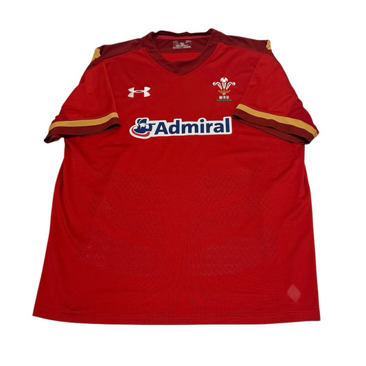 WRU Rugby Shirt Under Armour Red Admiral UK Men's Size Large