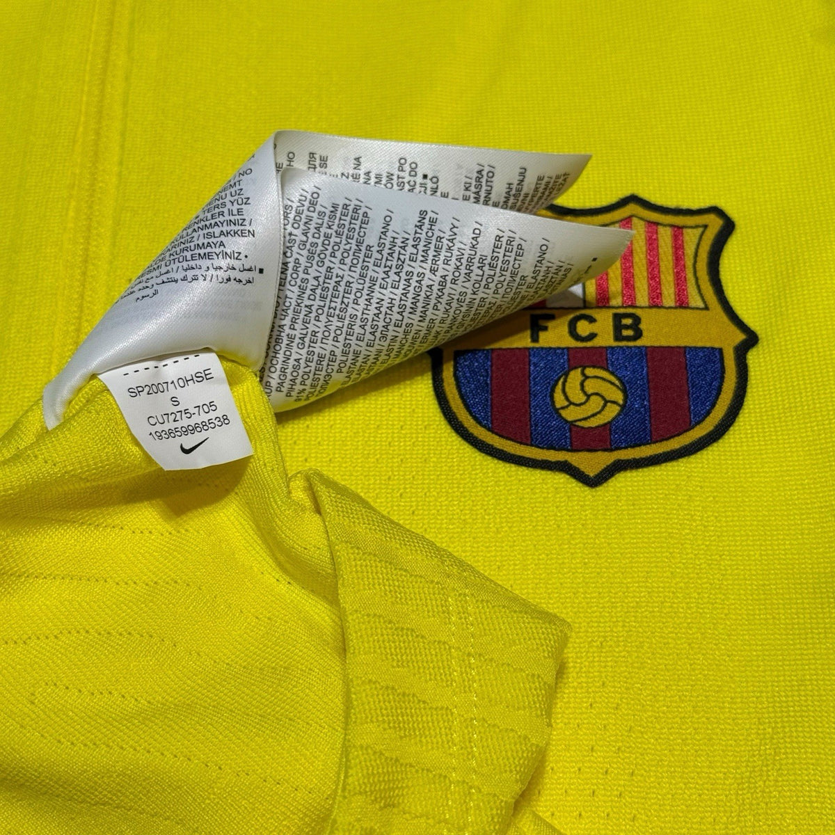 Barcelona Top Small Nike Vaporknit Yellow Drill Football Quarter Zip Jersey