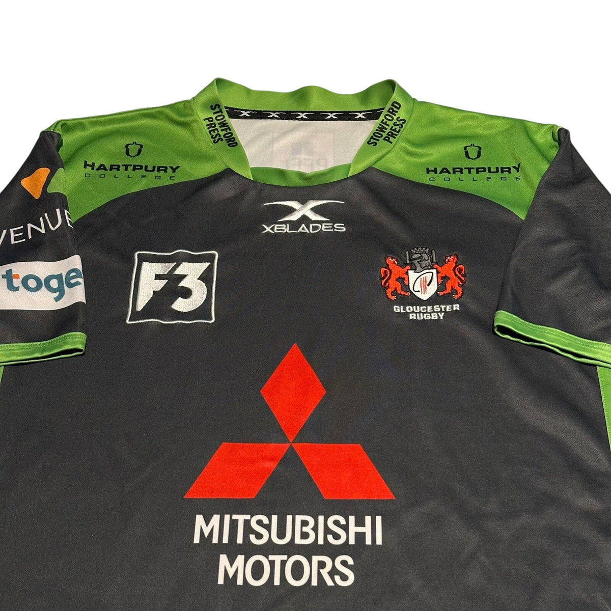 Gloucester Rugby Away Shirt 2017/2018 XBlades XL Grey Green Jersey Top