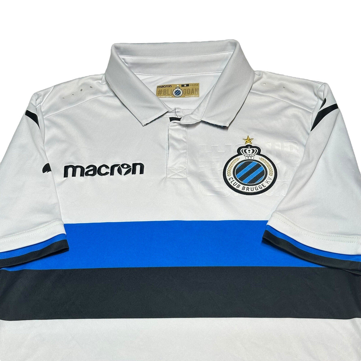 Club Brugge 2017 2018 Away Jersey Macron Blue and White Size Mens Medium
