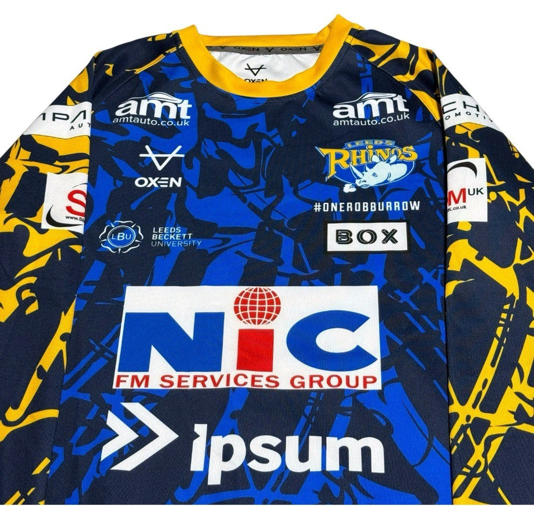 Leeds Rhinos Rugby Shirt Small Warm Up Longsleeve Jersey OXEN