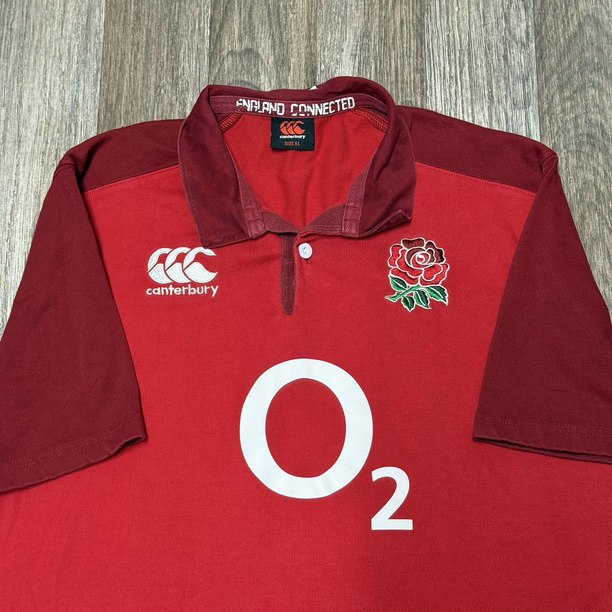 Canterbury England Rugby Union Rugby Shirt Size XL Adults Red Polo Top Authentic