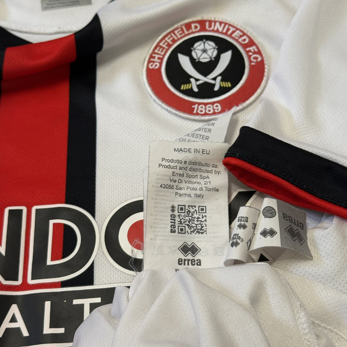Sheffield United Football Shirt Small Errea 2022/23 Away White Soccer Jersey