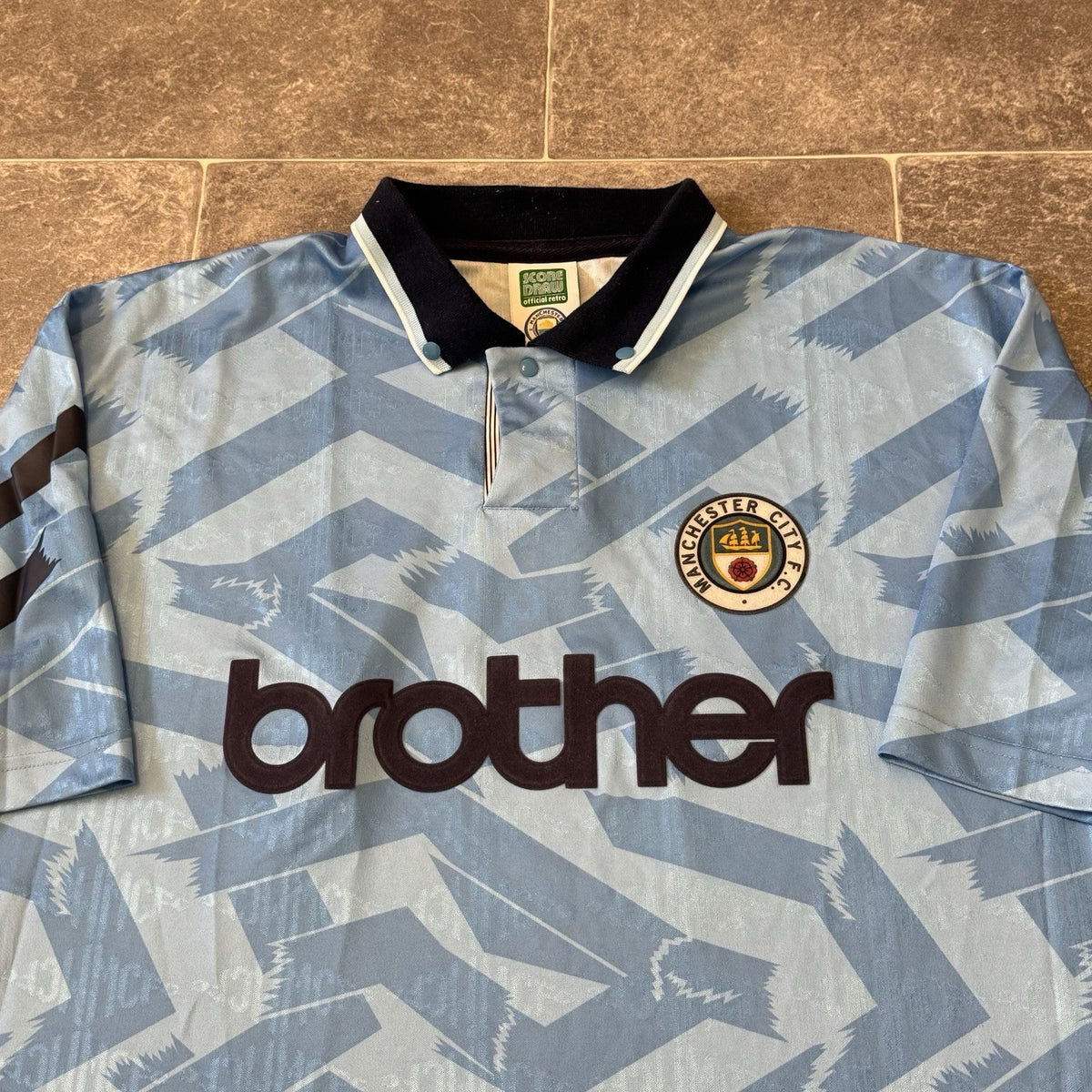 Manchester City 1992 Retro Football Shirt XL Men's Score Draw