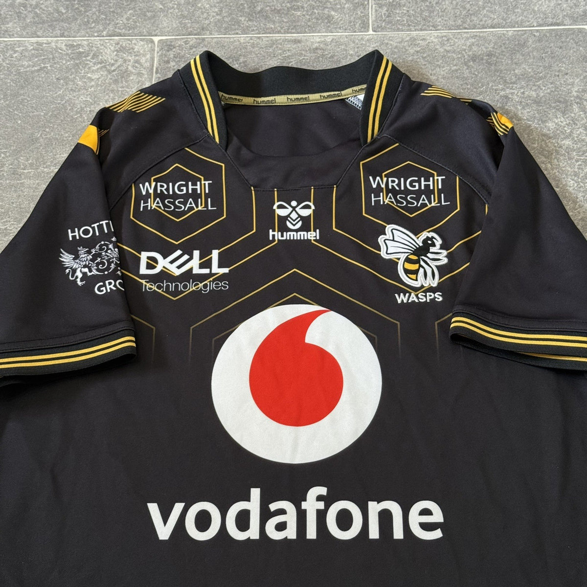Wasps Rugby Union Home Shirt 2021/2022 Small Adults Hummel Jersey Black Top