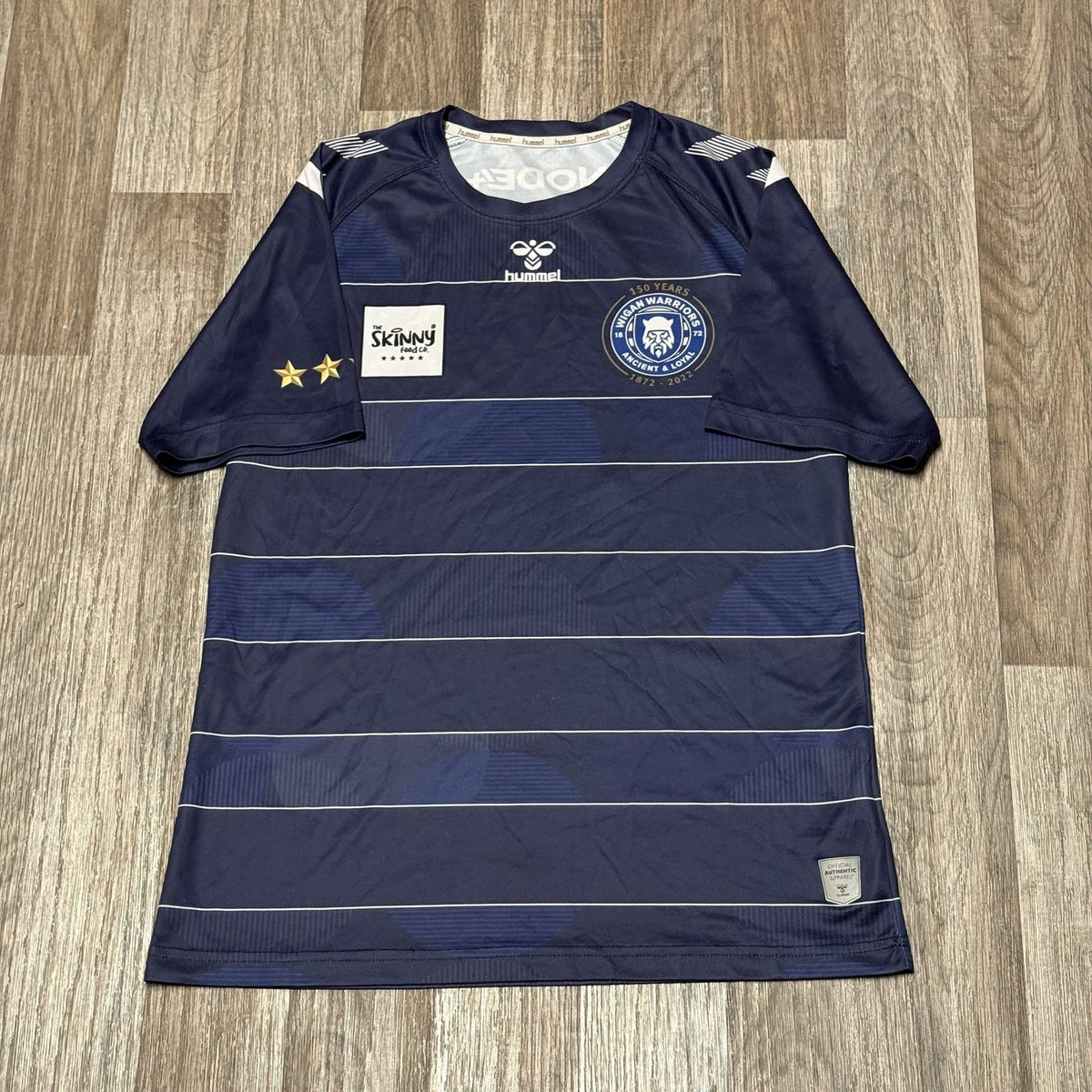 Wigan Warriors Rugby Jersey Shirt Hummel Blue Away Kit 150 Years Size Small/M