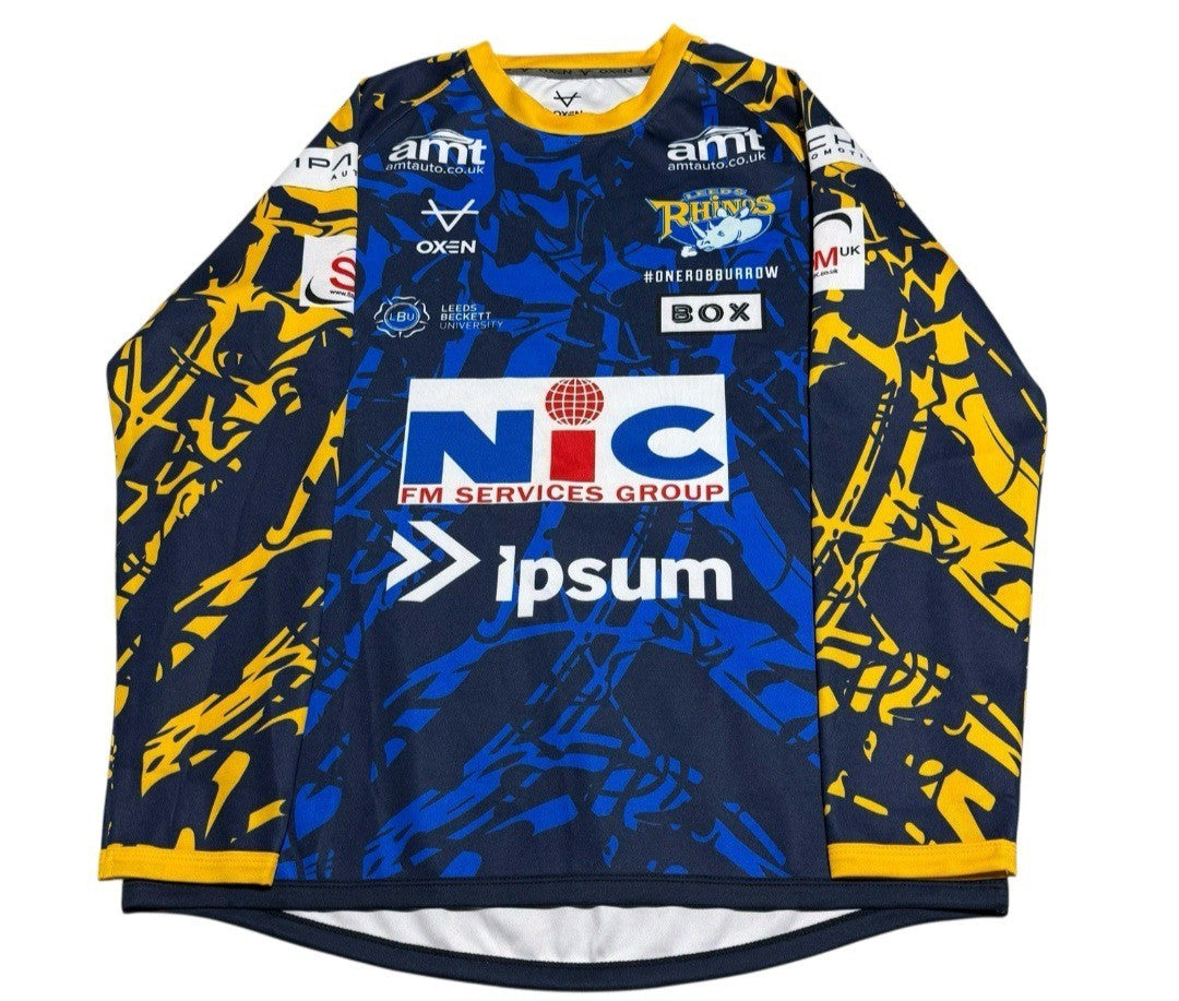 Leeds Rhinos Rugby Shirt Small Warm Up Longsleeve Jersey OXEN