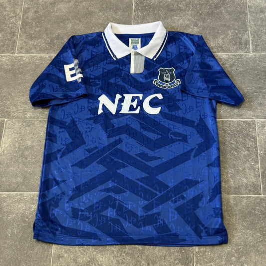 EVERTON 1991/1993 HOME FOOTBALL SHIRT SOCCER JERSEY SCORE DRAW MEN LARGE RETRO