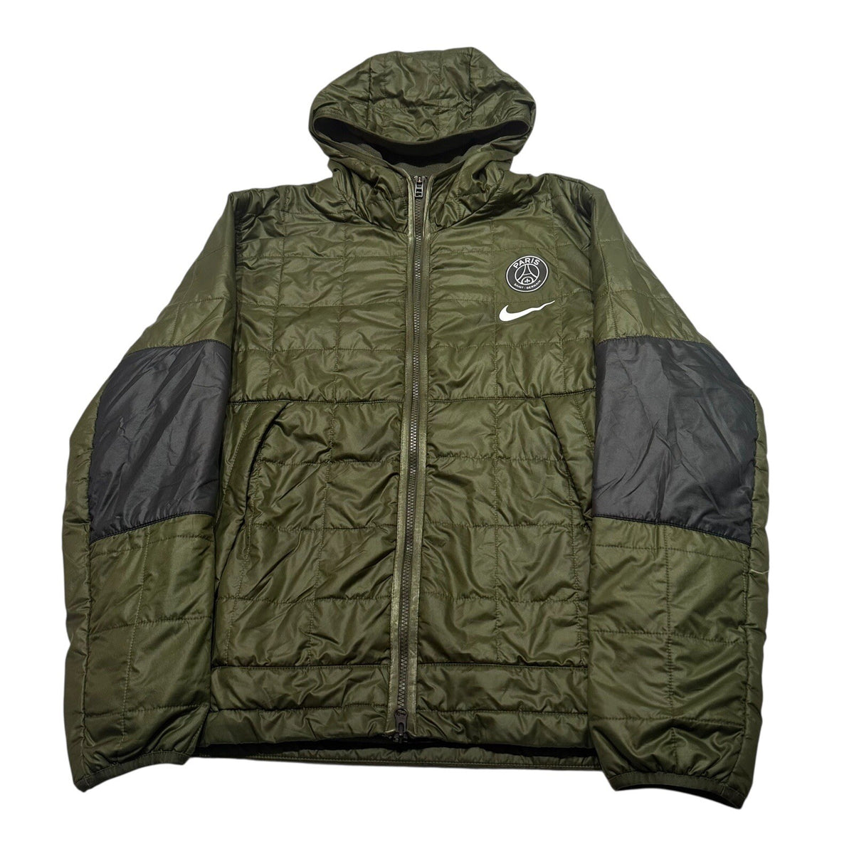 Nike X PSG Jacket Football Hoodie Coat Green/Olive Medium