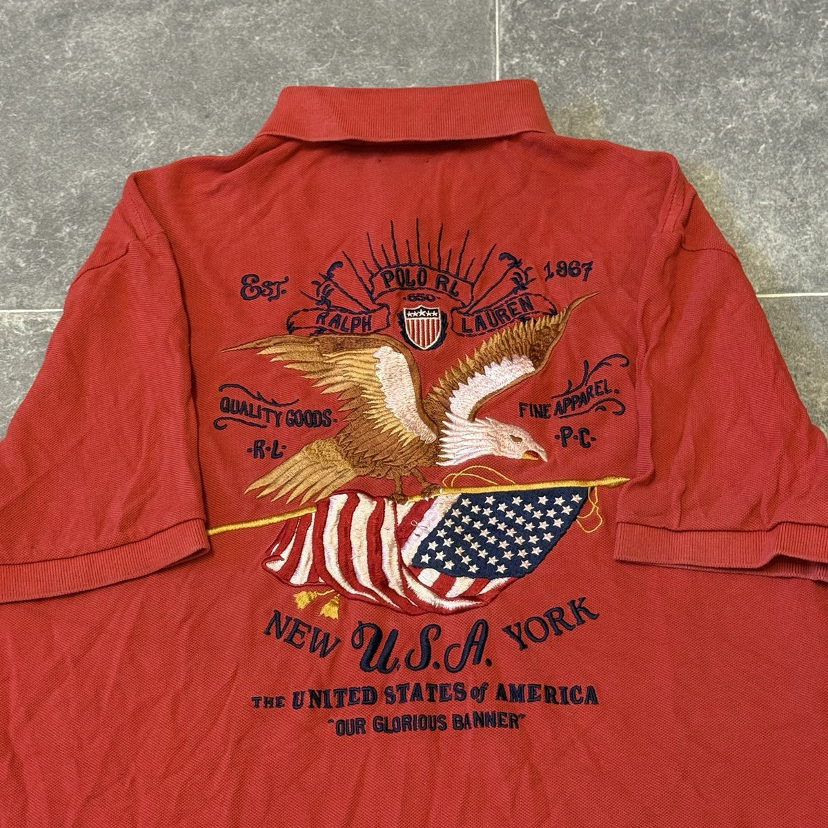 POLO RALPH LAUREN Mens Eagle Embroidered Polo Shirt Size Medium