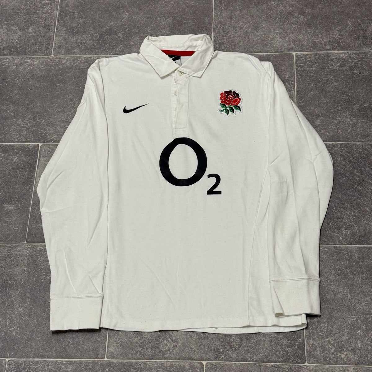 Vintage Nike England Rugby Shirt Long Sleeve Jersey Medium Adults O2 White
