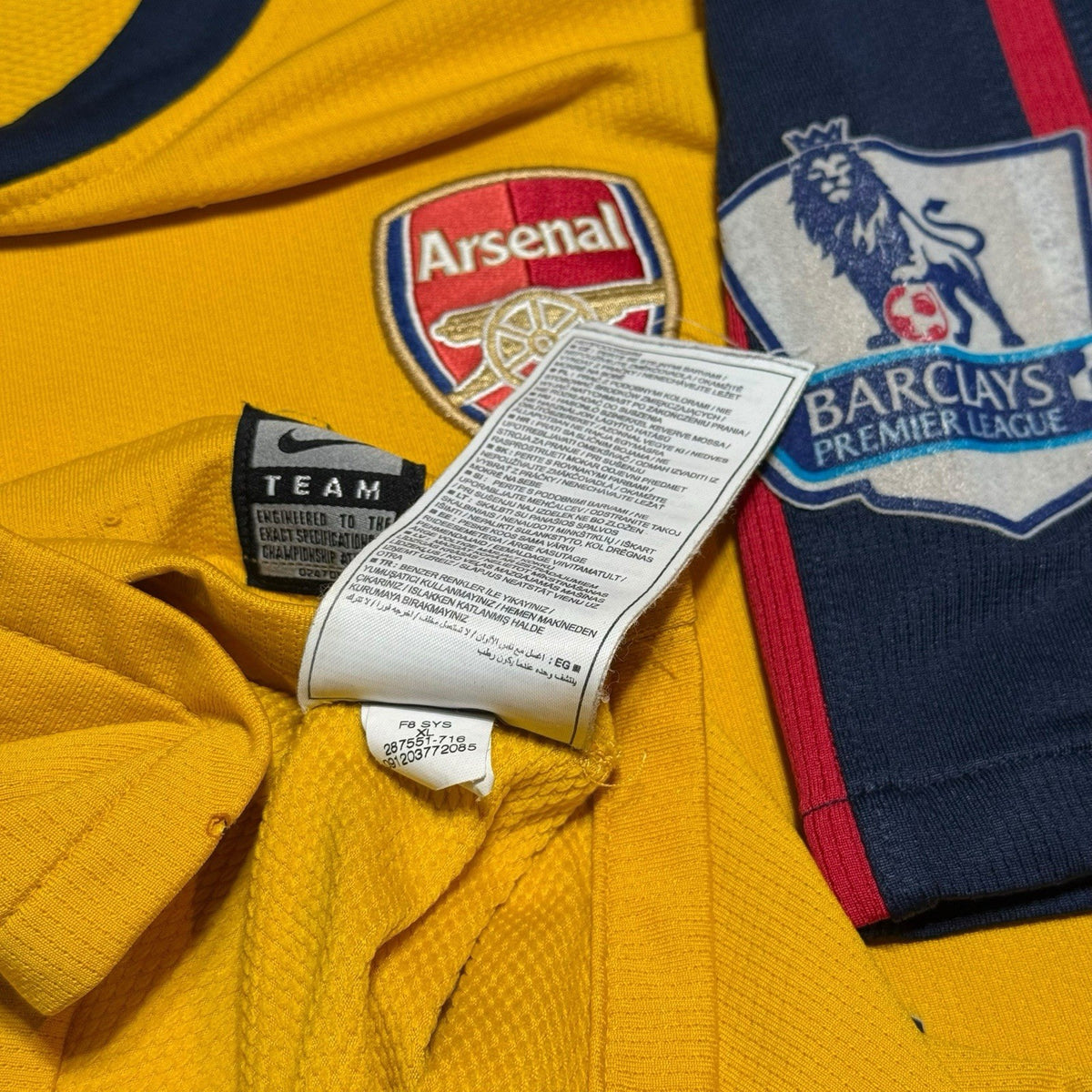 Arsenal 2008/2009 Nike Away Shirt Premier League V. Persie No 11 Yellow XL Youth