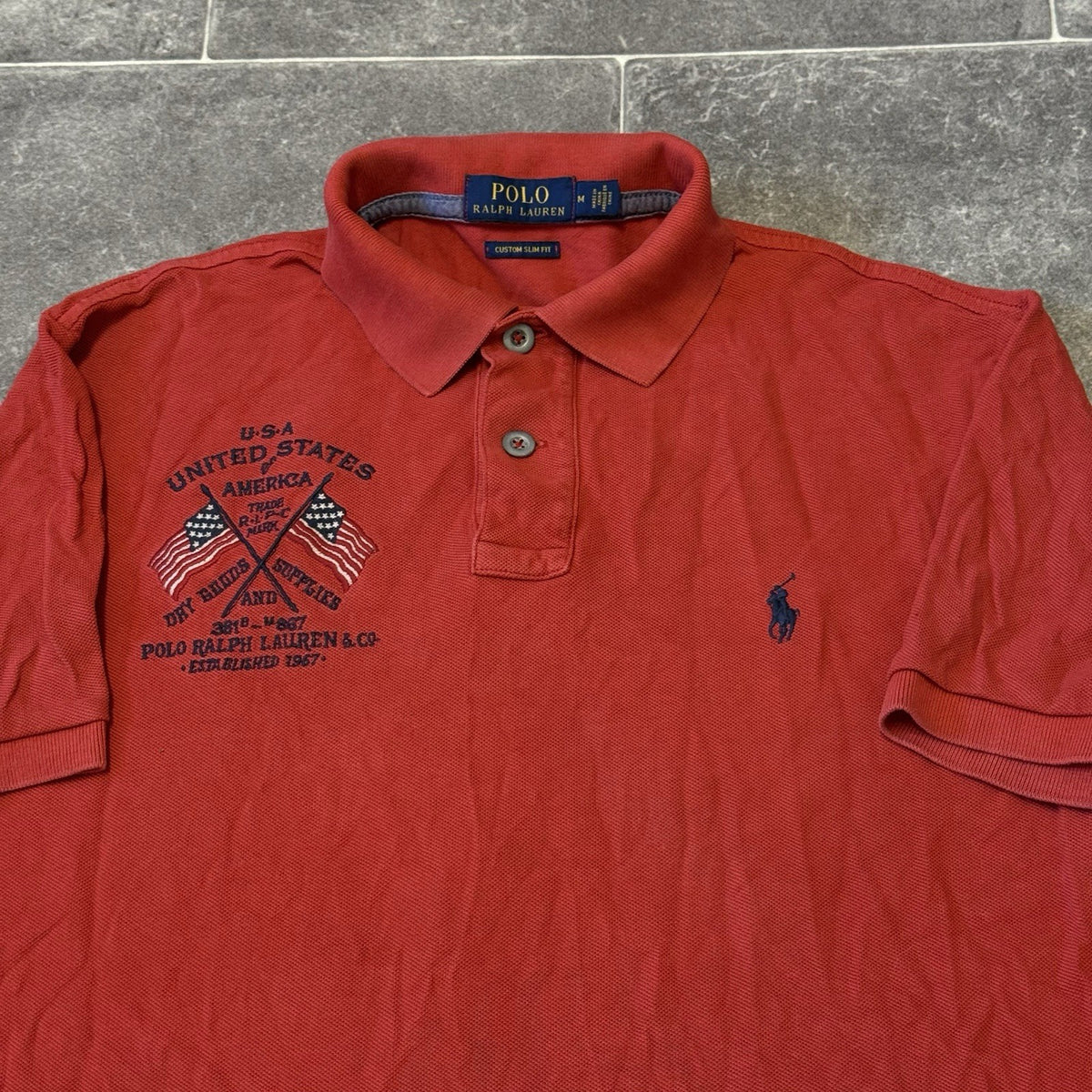 POLO RALPH LAUREN Mens Eagle Embroidered Polo Shirt Size Medium