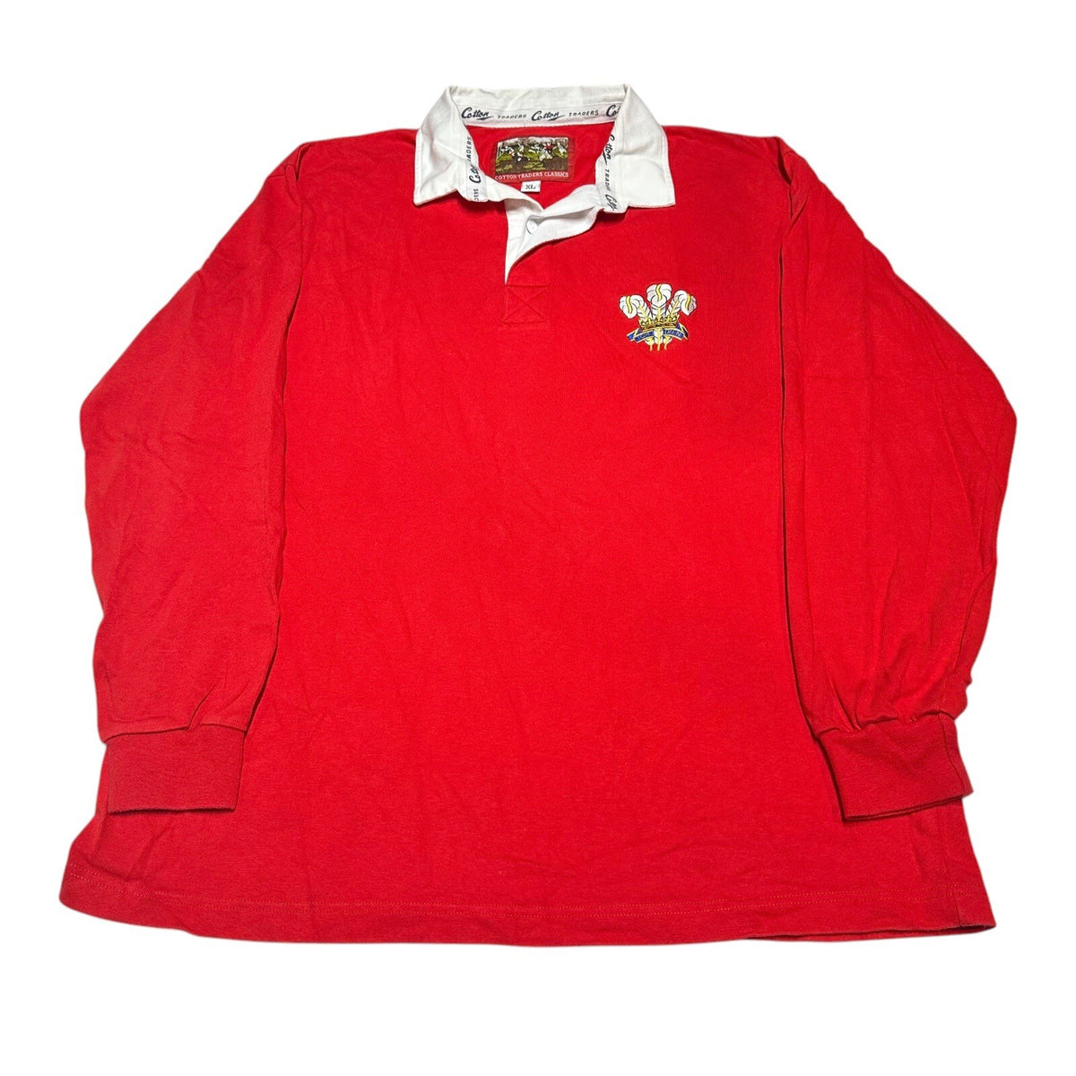 Cotton Traders Wales Cymru Rugby Shirt Size Extra Large Red Long Sleeve