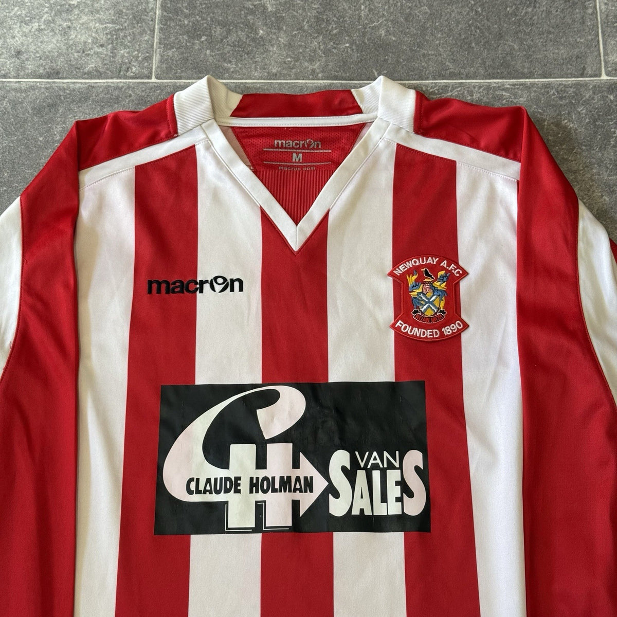 Newquay Home Football Shirt Match Worn Long sleeve Jersey Number 6 Macron