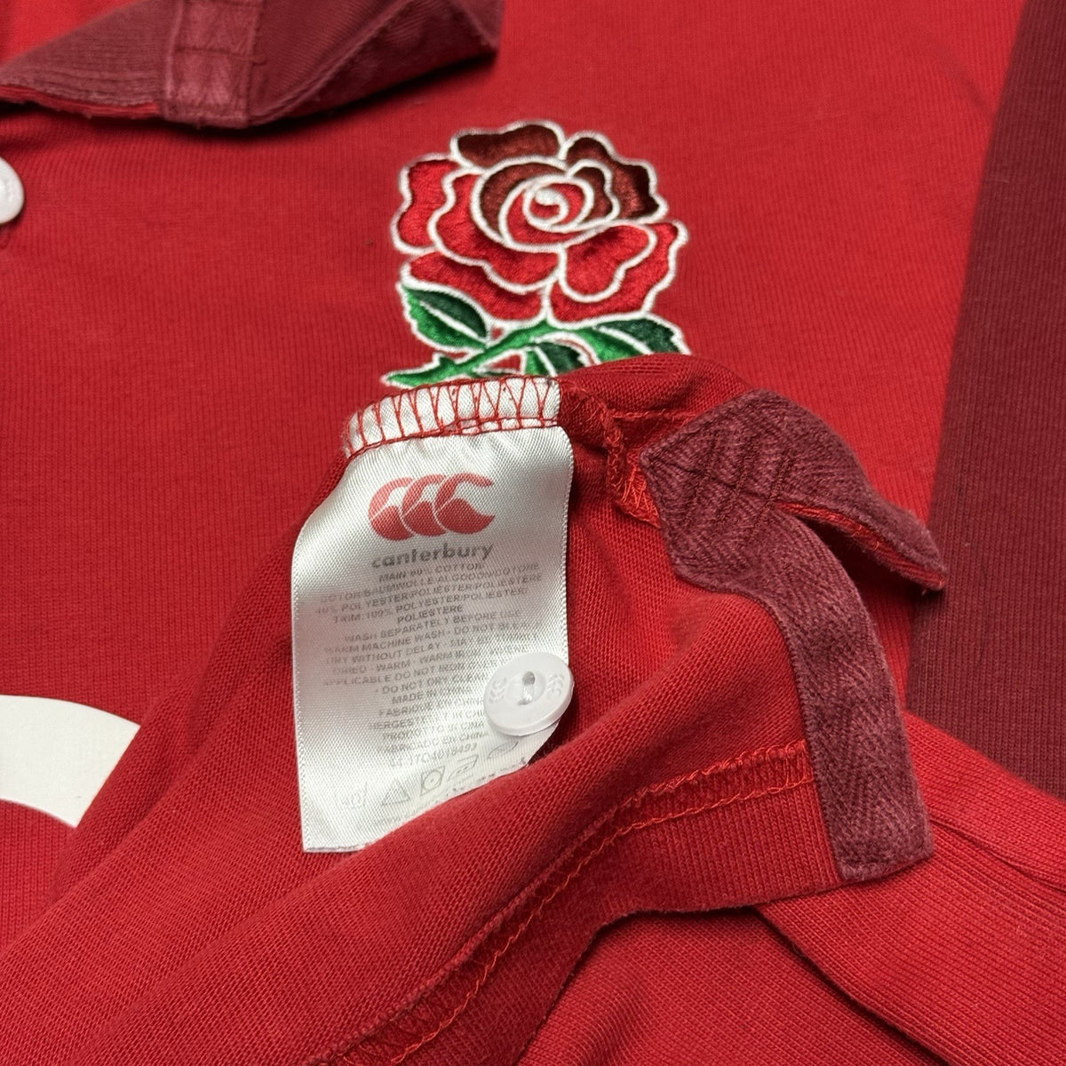 Canterbury England Rugby Union Rugby Shirt Size XL Adults Red Polo Top Authentic