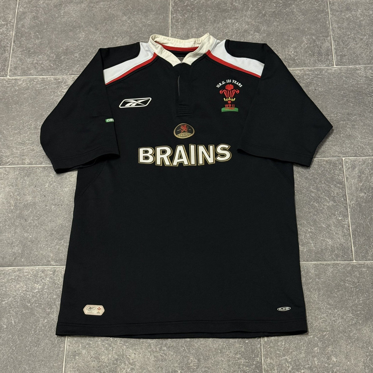 Wales Reebok Rugby 2005 125 Years Black Classic Jersey Small Adults Jersey